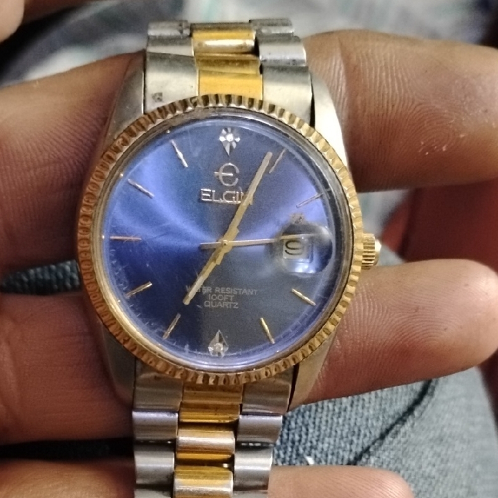 Elgin Two-Tone Blue Dial Watch